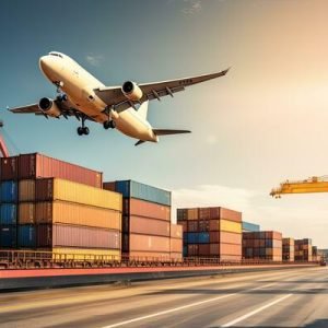 container-cargo-freight-ship-with-working-crane-bridge-in-import-export-and-logistics-business-and-transportation-concept-generative-ai-photo